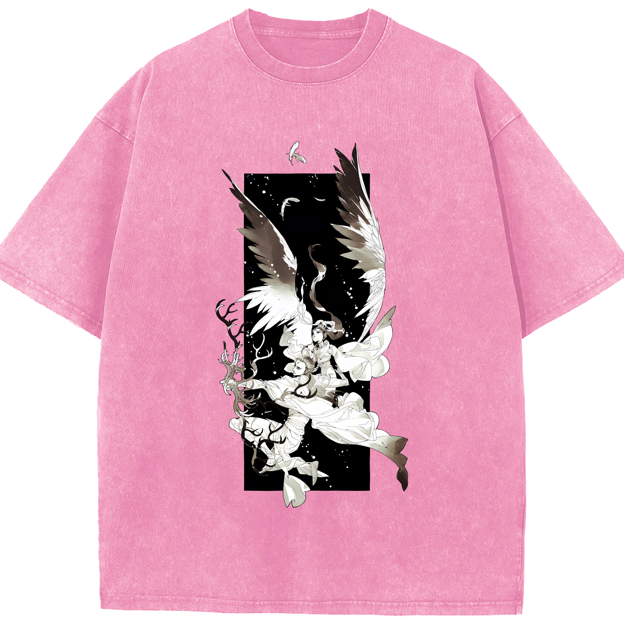 （画像用） Ne Zha 2 ナタ 魔童の大暴れ 綿100% ヴィンテージ風 半袖Tシャツ（フロントプリント）